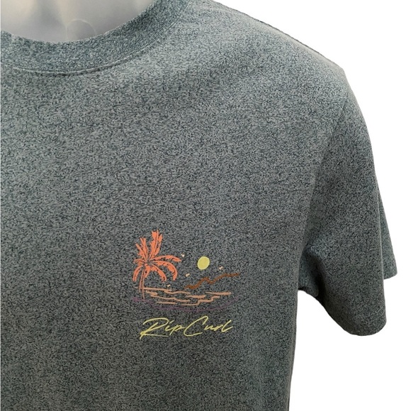 RIP CURL Surf Waves Heather Gray Tee Shirt Men S Small Standard Fit - Picture 3 of 7